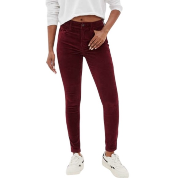 American Eagle Outfitters Denim - American Eagle Burgundy Corduroy Skinny Stretch Pants